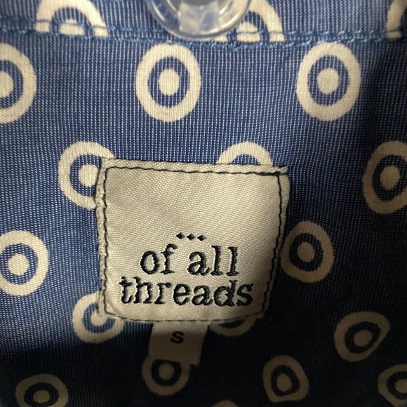 Of All Threads Button Up Shirt Men's Small Short Sleeve Blue Cotton Blend S - Picture 3 of 8